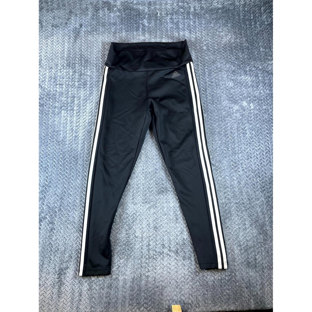 Adidas Leggings Womens M Black 3 Stripe Aeroready Athletic Training High Rise